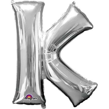 ANAGRAM 33 in. Letter K Silver Supershape Foil Balloon 78410
